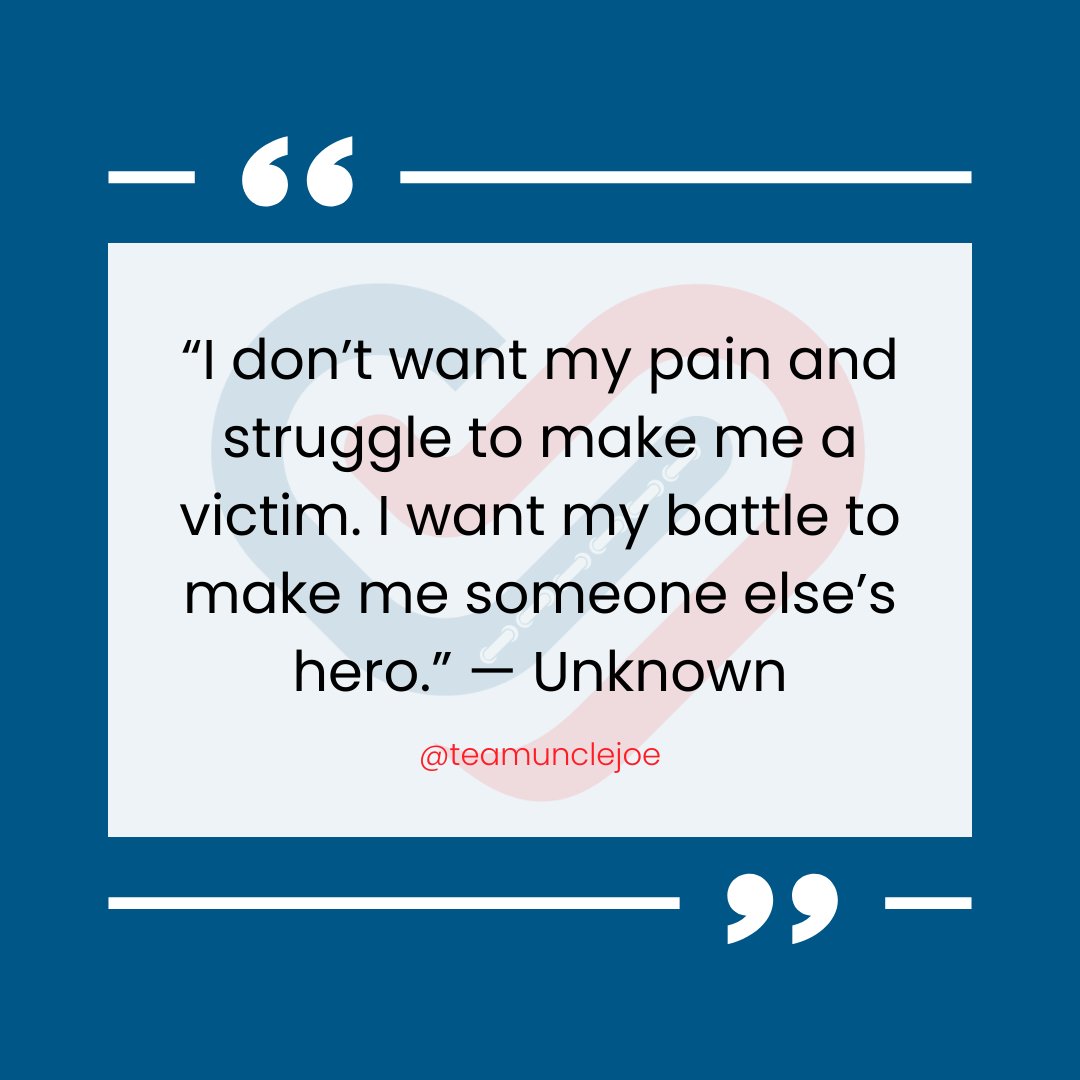 TeamUncleJoe's tweet photo. CHD can be a hard battle but through our battle we can show strength and resiliency. Perhaps someone is watching from afar and says, "that is my hero!".  

You never know who you might impact by sharing your victory story. 

#chdaware #motivationalquote #1in100 #chd https://t.co/pu1opTFtSF