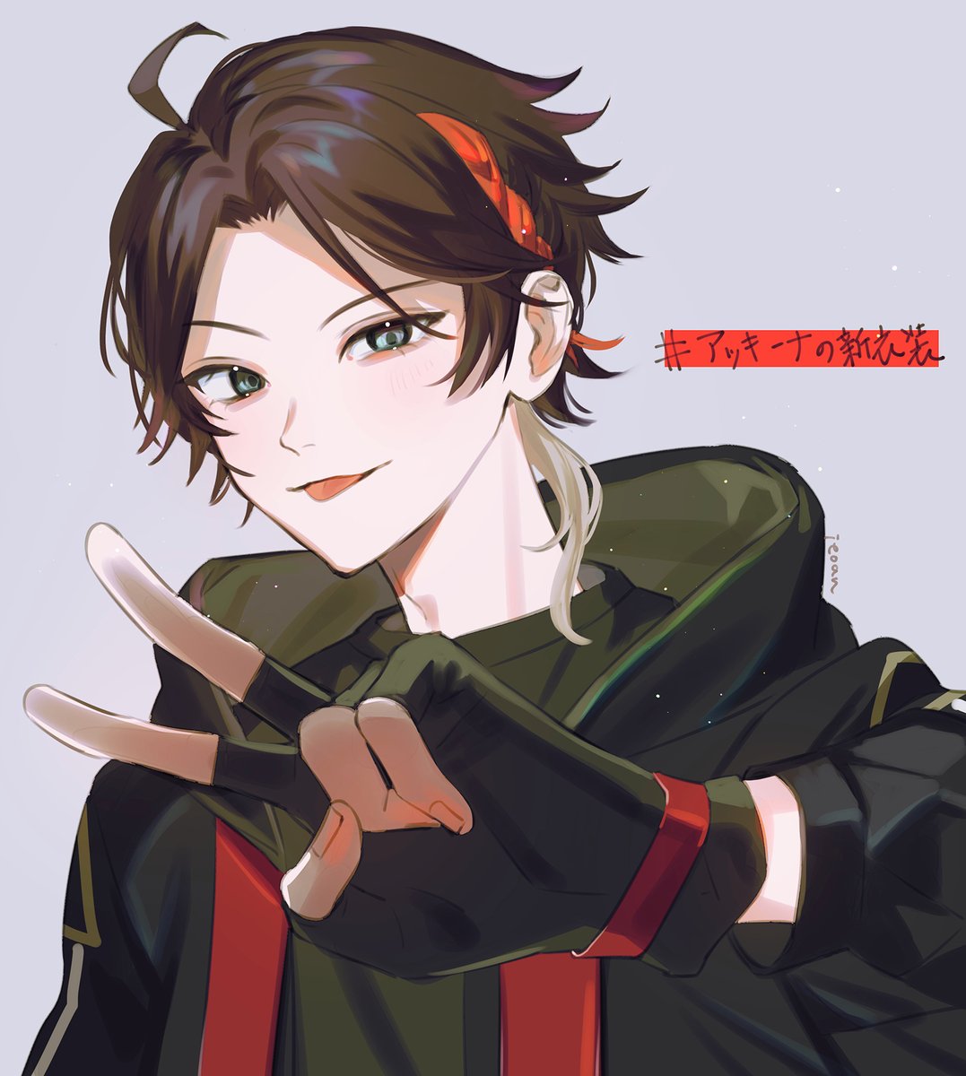 1boy male focus gloves tongue solo hood tongue out  illustration images