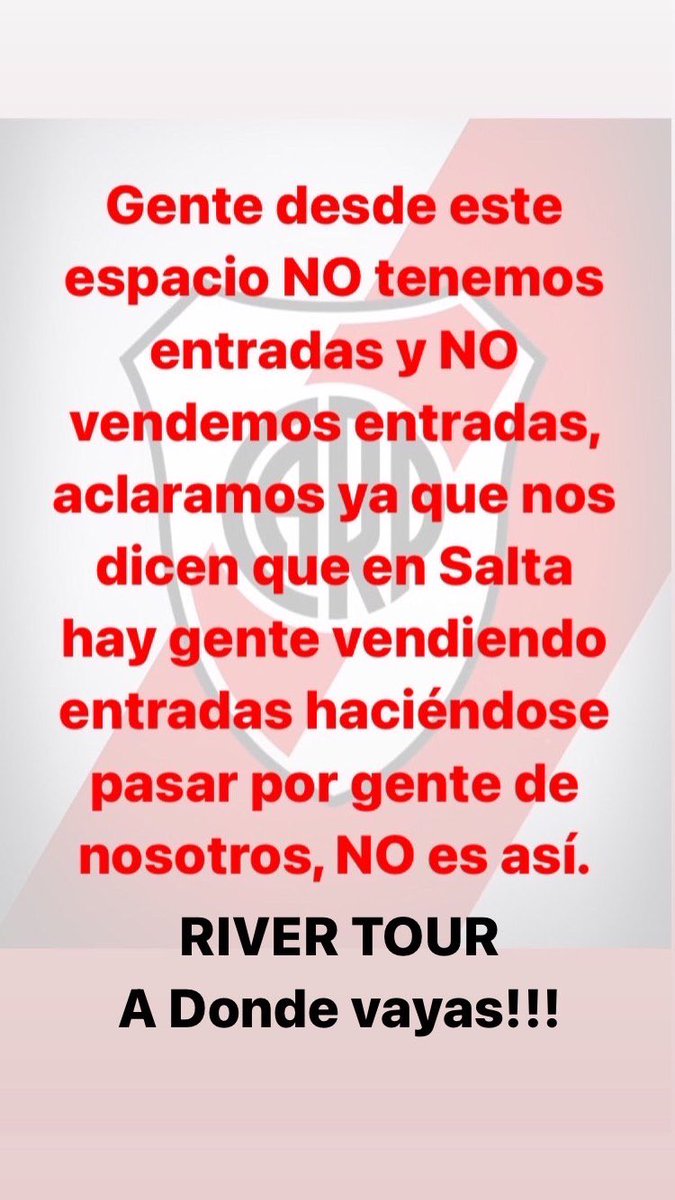 ElRiverTour's tweet photo. Comunicado Importante 👇🏼👇🏼👇🏼 https://t.co/Is1vkauIUn