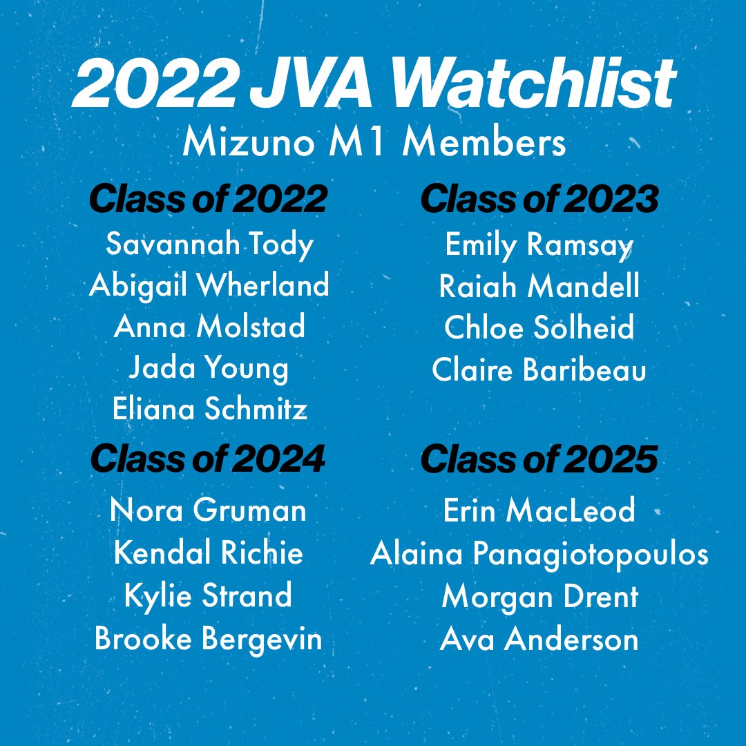 Congrats to all of our Mizuno M1 players who made the 2022 JVA Watchlist! #GoM1