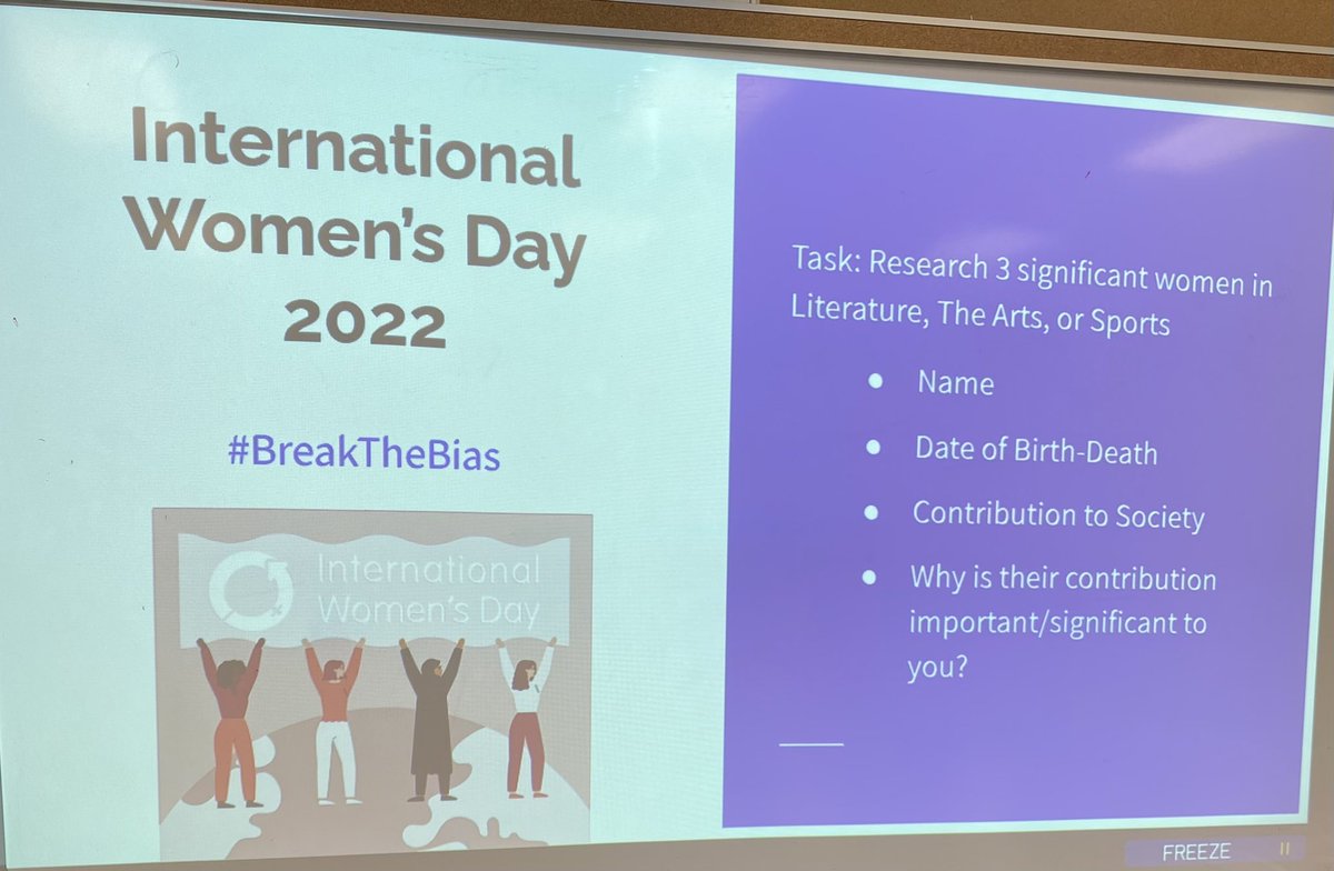 Celebrating International Women’s Day by researching the significant contributions of Women in Literature, The Art, Sports, Math, Science and Technology! #knowledgeispower #BreakTheBias <a href="/BCentralSchool/">Burlington Central</a>