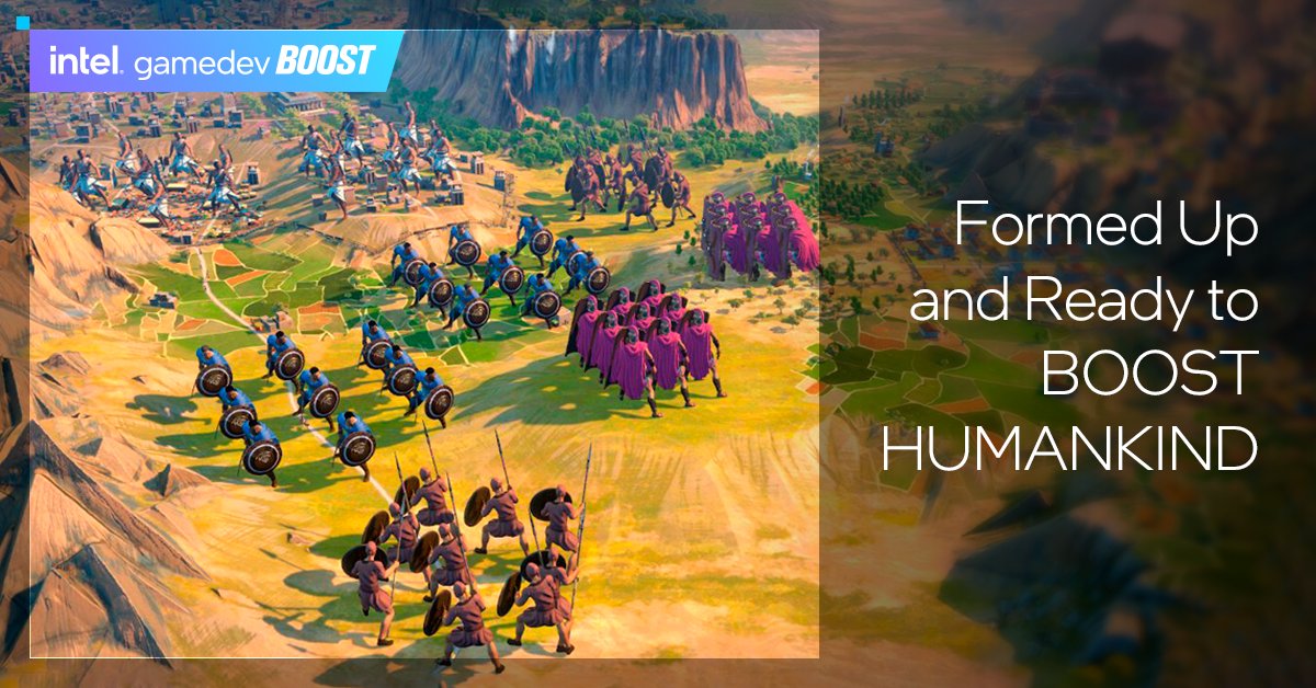 inteldevs's tweet photo. The team at @Amplitude Studios got an #IntelBOOST for @humankindgame, and you can too! Dig into their developer story to learn how the marketing and technical support helped propel HUMANKIND to an accolade-heavy launch: https://t.co/CCHGQ7T4NI https://t.co/Hq1jDWbkQl