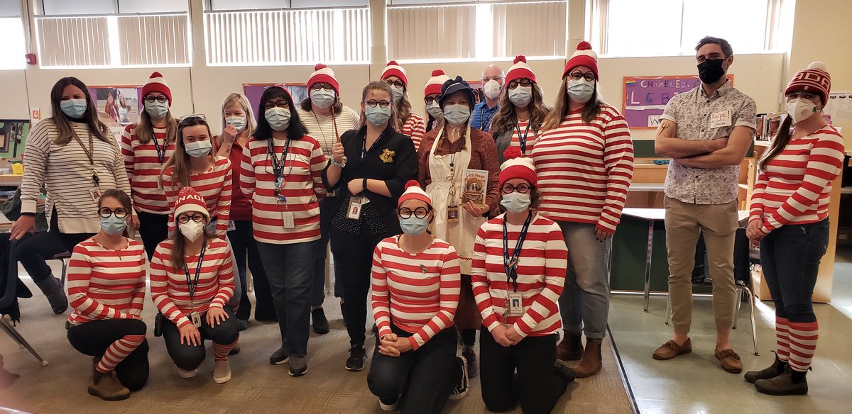 MlleGering's tweet photo. Where's Waldo? @oakleybarrie @SCDSBLiteracy #staffspirit #SoManyWaldos https://t.co/oBiExJuyms