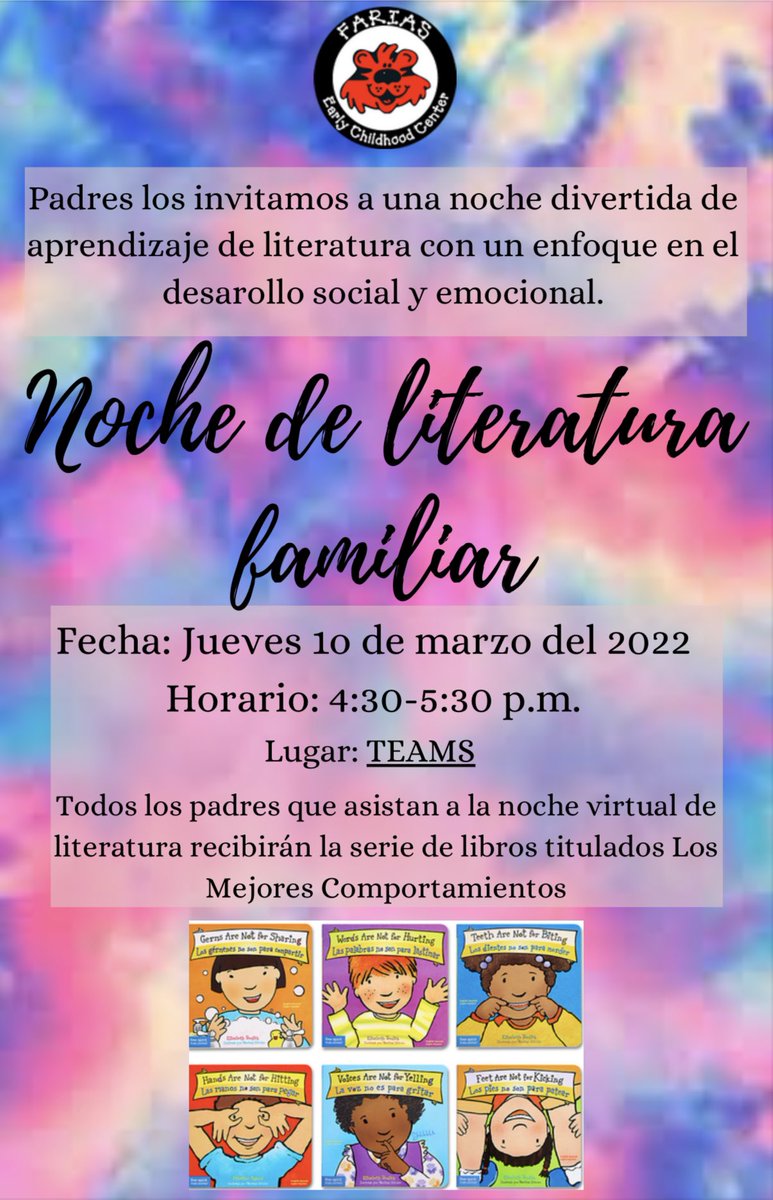 FARIASECC's tweet photo. Join us for a Family Literacy Night on Thursday! From 4:30-5:30 pm! @FARIASECC @mnevarezsolis @ms_nava1 @NormaV2476 @Cindytristan @HeartfeltP14 https://t.co/3My5sN2OUH