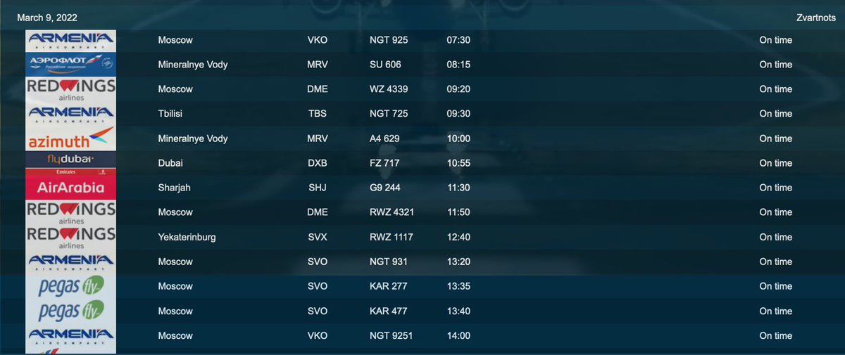 ⬛️ Dziennikarka <a href="/outrid3rs/">outriders</a>  <a href="/Lolagars/">Lola García-Ajofrín</a> była dziś na lotnisku w Erywaniu, stolicy Armenii. Jej zdaniem wielu Rosjan opuszcza Rosję na rzecz Armenii – tylko jutro na lotnisku w Erywaniu wylądują 23 samoloty z Moskwy.