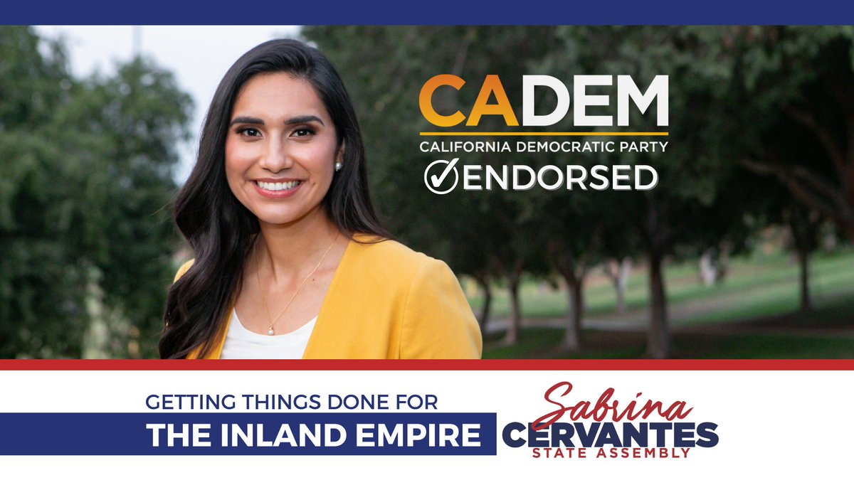Cervantes4CA's tweet photo. I'm so proud to be @CA_Dem's endorsed candidate for #AD58! I'll keep #GettingThingsDone to lower the financial barriers for our college students; fight for the Inland Empire’s working families; and protect reproductive freedom &amp; expand access to quality healthcare. #HereToStay🇺🇸 https://t.co/9YrQ5YjQRc