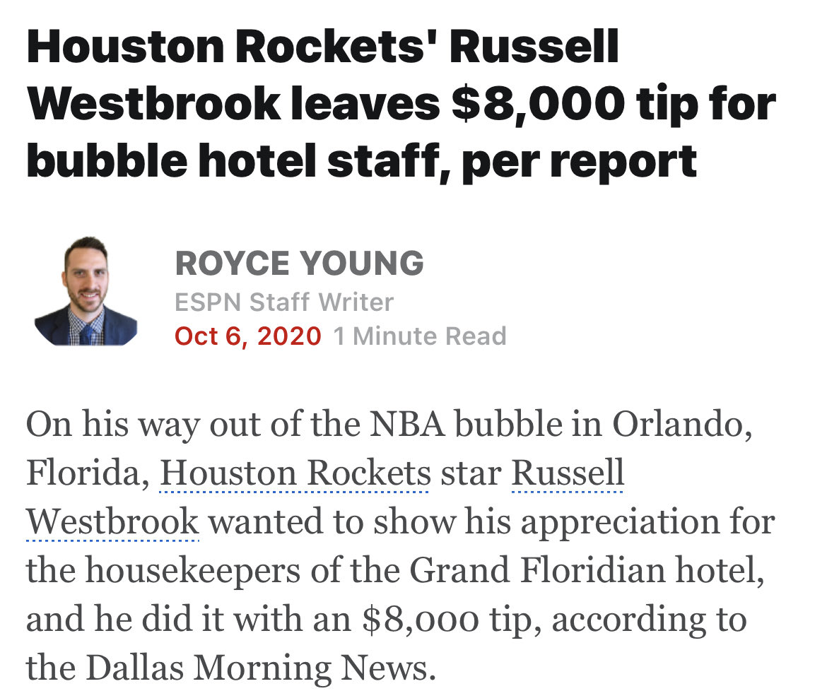 westbrook.facts🇵🇰 on Twitter "Russell Westbrook donates 8000 to the