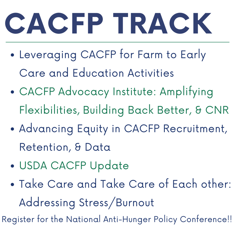 Did you know you can still register for the National Anti-Hunger Policy Conference? Don't miss out on the opportunity to learn from leaders, advocates &amp; policymakers throughout the field bit.ly/3ra5LN6 <a href="/fractweets/">Food Research & Action Center</a> <a href="/FeedingAmerica/">Feeding America</a> <a href="/CACFPForum/">National CACFP Forum</a>