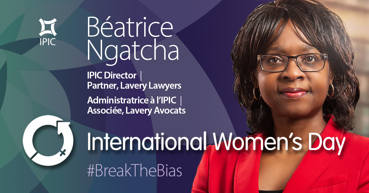 IPIC_Canada's tweet photo. Our next 2022 International Women's Day Spotlight features Béatrice Ngatcha, Partner at @LaveryAvocats, and IPIC Director.

View Béatrice Ngatcha's full IWD Spotlight and fantastic Q&amp;A on #IPIC's UnscrIPted blog. #IWD2022 #BreakTheBias #CdnIP

https://t.co/fQ4G240NBu https://t.co/sfuQKveWJG