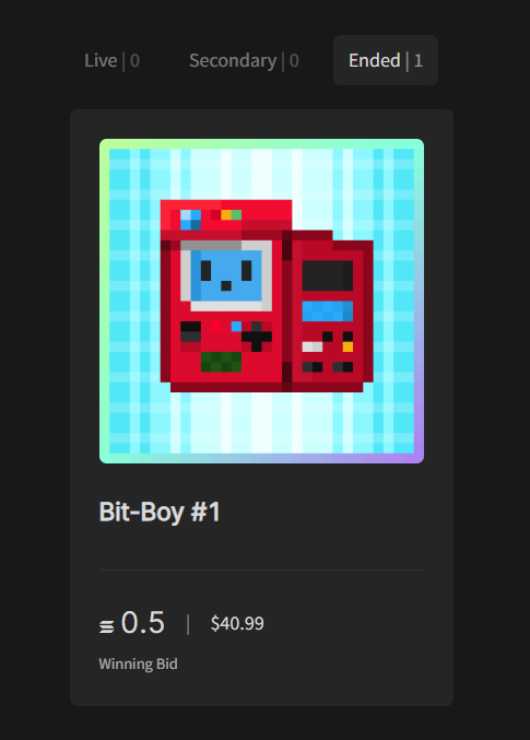 NFT_BitBoy's tweet photo. Bit-Boy #1 sold for 0.5 Sol to anon!
Winner dm to join discord.

Posting a new Bit-Boy tomorrow!

Hint *Vroooom!! Vroooom!!*

#SolanaNFT #SolanaNFTs #holaplex #NFT #NFTartist #nftart #NFT #NFTs https://t.co/JLlinucC7R