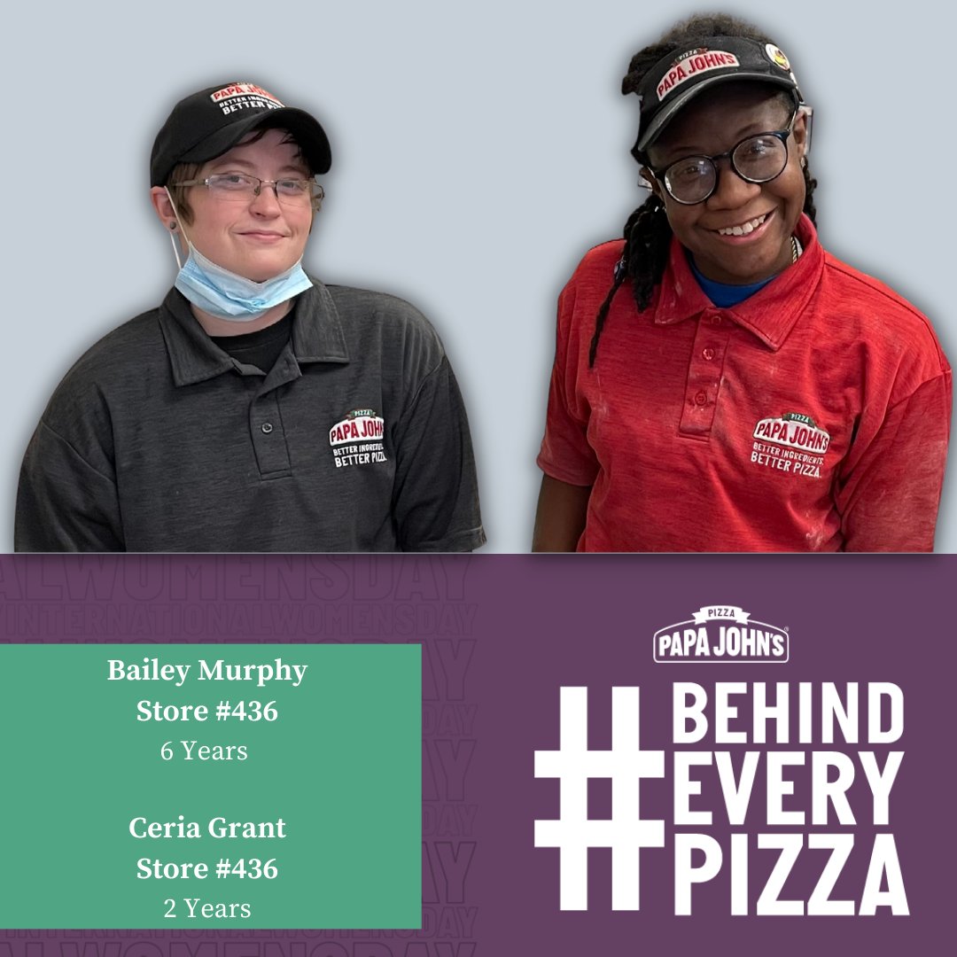 papajohnscola's tweet photo. Here's to strong women, we may know them. We may be them. We are beyond proud of our team members. Thank you for making not only Papa Johns but the world a better place.#BreakTheBias #IWD2022 #BehindEveryPizza https://t.co/39X1Y89NjA