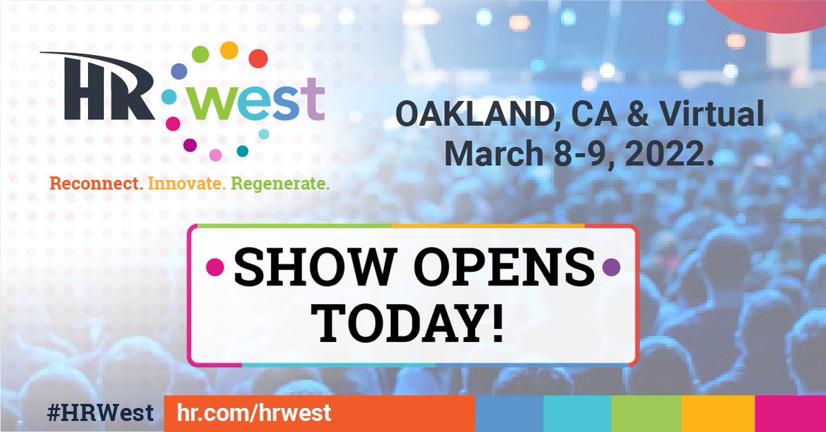 HRdotcom's tweet photo. #HRWest 2022 is starting shortly!
With 65+ HR leaders and experts delivering fresh new perspectives on the California #HR scene, don’t miss out on 2 days of strategy, connections, and information sharing. https://t.co/l6SHEq0oUU
#HR #HRdotcom #checkin #registernow https://t.co/a9KiXvG9C7