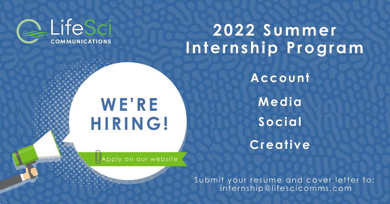 LifeSciComms's tweet photo. We are now taking applications for our paid 2022 Summer #Internship Program! If you or someone you know is a Jr/Sr level student or older and interested in #biotech communications, media, social media or creative experience, read more and apply here: https://t.co/mxOGrMZ7qp https://t.co/PGj4SfXV4h
