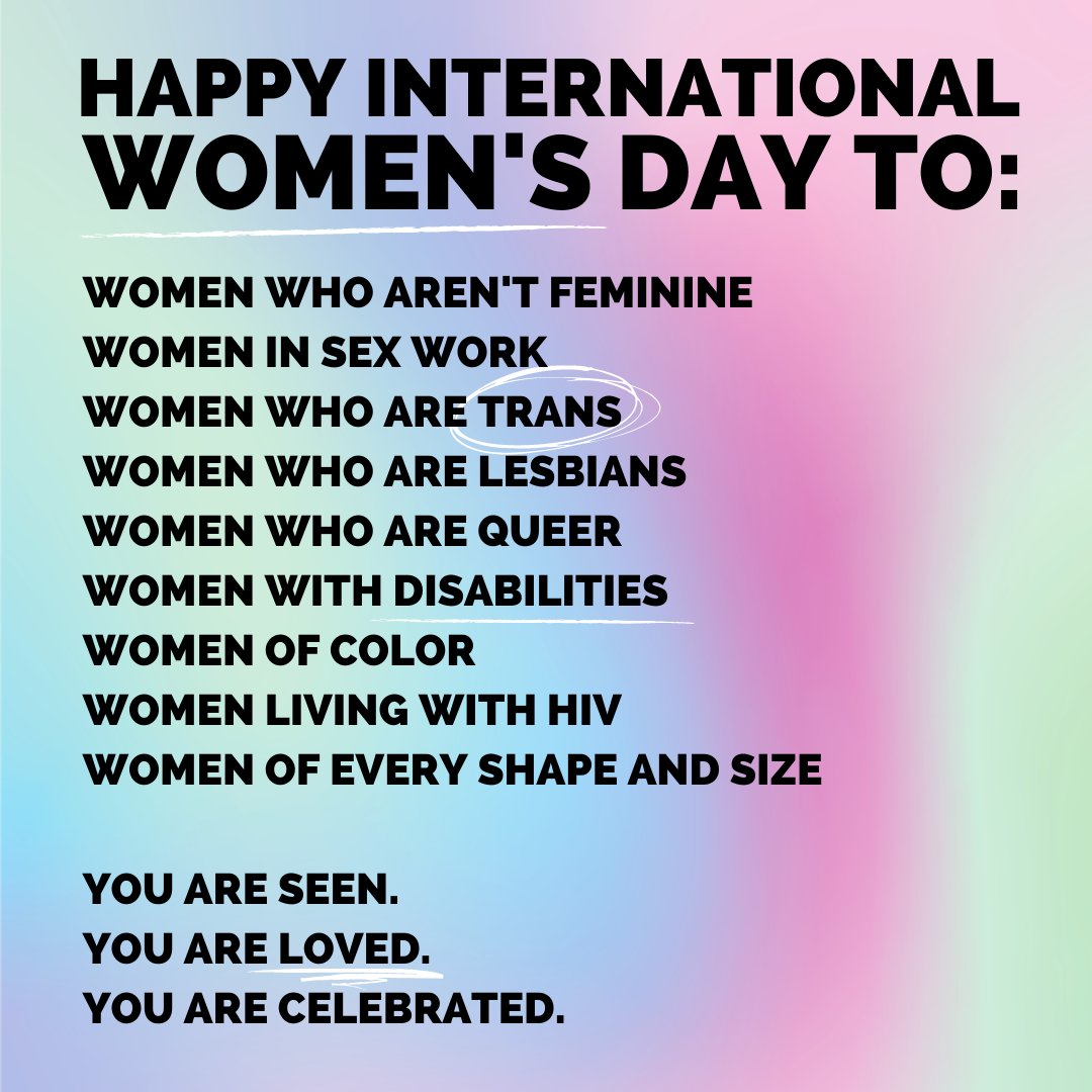 WaterlooCounsel's tweet image. Happy #InternationalWomensDay! Today we celebrate ALL women, especially those our society does not embrace. You are seen. You are loved. You are celebrated.