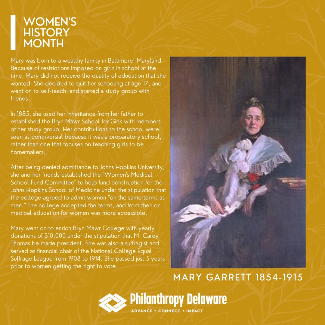 For #WomensHistoryMonth we are sharing the stories of inspiring women philanthropists in history. For #IWD22, we share the story of Mary Garrett, who was a suffragist and philanthropist.