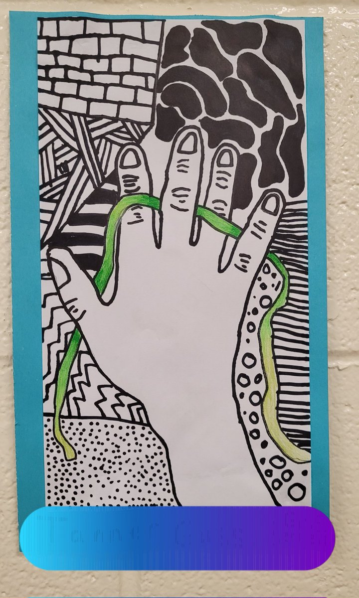 Congratulations to my Stellar Student from Bennett's Fourth Grade Class.  He did a fabulous job on shadows and highlights in his ribbon and check out those background patterns.... AWESOME!! <a href="/4Bennett216/">Mrs. Bennett's Class</a>