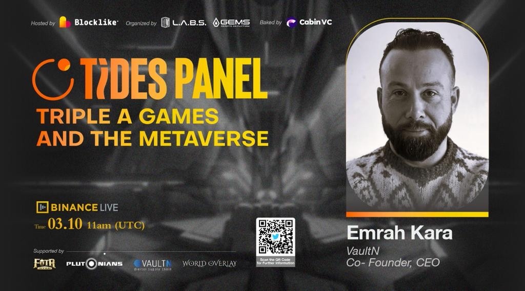 VaultN_'s tweet photo. Our CEO, Emrah Kara, will be joining the #TidesPanel at #Binance Live streaming event. You won't want to miss it out!
Tune in next Thursday, 10th of March, 11am UTC:
https://t.co/JW7StPybot
Be part of the NEW digital distribution evolution! 🌐
https://t.co/dTahIwwYuZ
#nft https://t.co/Lip0UvcQGn