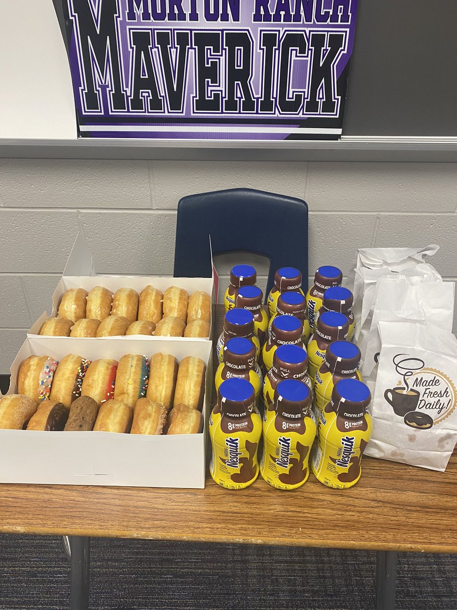 Day 2 of Student Appreciation Week. #donuts #chocolatemilk
