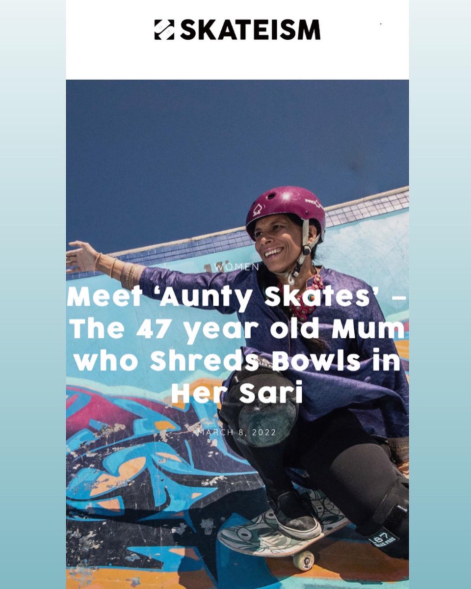 Stoked to interview and celebrate the amazing South Asian skate mum who shreds in a sari @AuntySkates in @Skateism for Int Women Day skateism.com/meet-aunty-ska… Thank you Denia for giving a space for unique stories and shahfamilyskates - see link in @skateism bio #iwd2022  #iwd