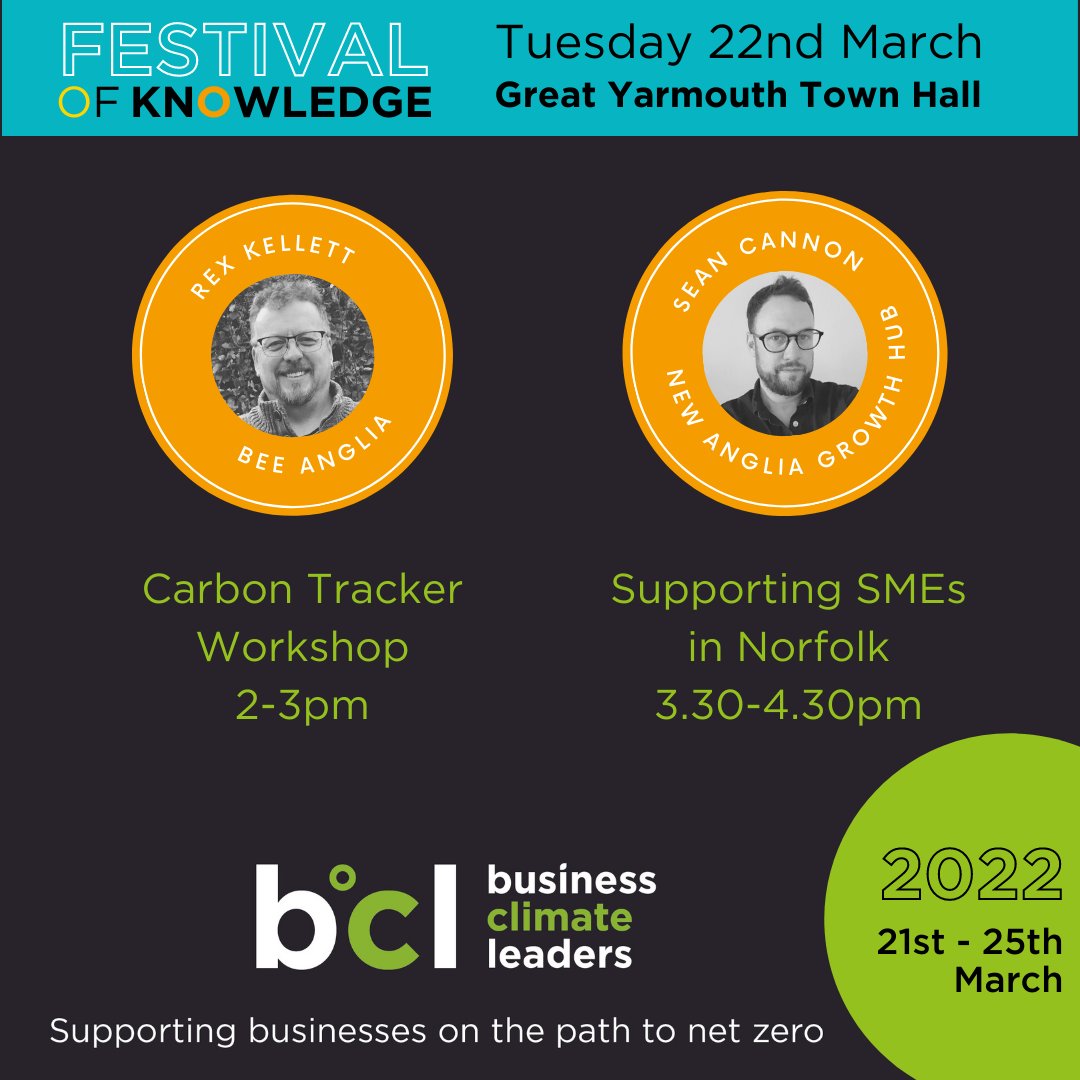 Festival of Knowledge day 2 - we will be hosting our first Business Climate Leaders event which starts with a Carbon tracker workshop followed by <a href="/AngliaHub/">New Anglia Growth Hub</a> who will discuss how they can support businesses in Norfolk.

Get your free ticket here norfolkchamber.co.uk/events/festiva…
