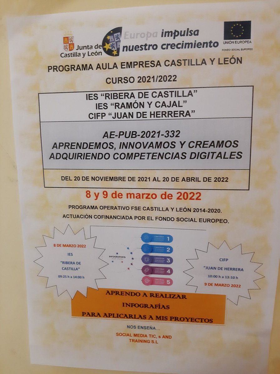 PRUDENQUEL's tweet photo. @IES_Ribera alumnos de de ciclos formativos han realizado infografías para aplicarlas a sus proyectos, taller realizado por Alfredo Vela   @alfredovela,  actividad encuadra en  Aula Empresa "Aprendemos, creamos e innovamos adquiriendo competencias   digitales" #FSE_AulaEmpresaCyl https://t.co/jg1cGkmM8O