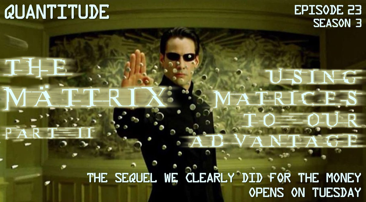 quantitudepod's tweet photo. Along the way they also mention: flawed audio transcripts, 50 Shades of Greg, drunkenly shoving a matrix, drug mules, isomorphic interdigitation, plywood and tennis balls, talking to volleyballs, bawitdaba da bang a dang diggy diggy, not going to prom, and vector bouquets. https://t.co/tJVhv2xP6m