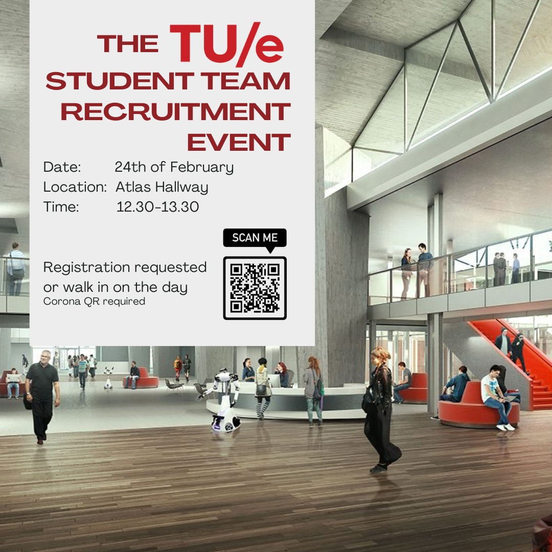 Interested in doing something besides your studies and joining our organization? 

Come visit us tomorrow at the TU/e  Student Team Recruitment Event in the Atlas Hallway! See you tomorrow 🙌👏