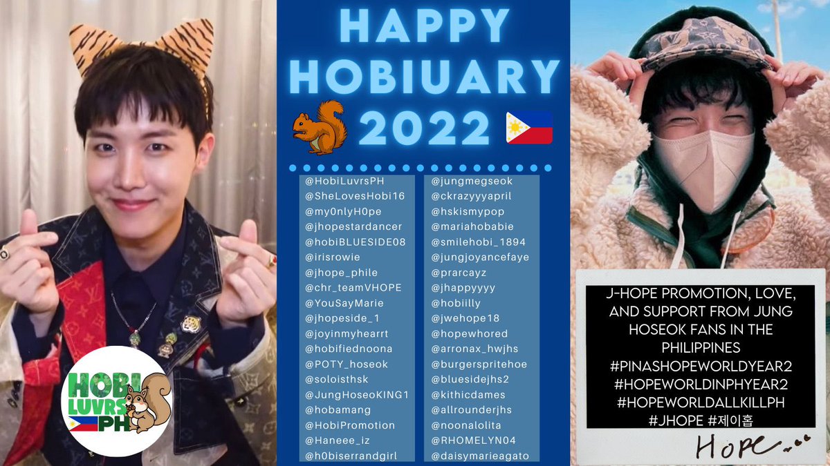 HobiLuvrsPH's tweet photo. Thank you to all Filo Hobiluvrs who worked with us and made the 2022 j-hope Bday Projects possible!

Thank you so much, see yah all next  year for another Hobi bday projects!!

#PinasHopeworldYear2
#HopeworldinPHYear2
#HopeForChildrenPH
#jhopeBdayGoals2022 
#jhope #제이홉 https://t.co/LkuERae7CI