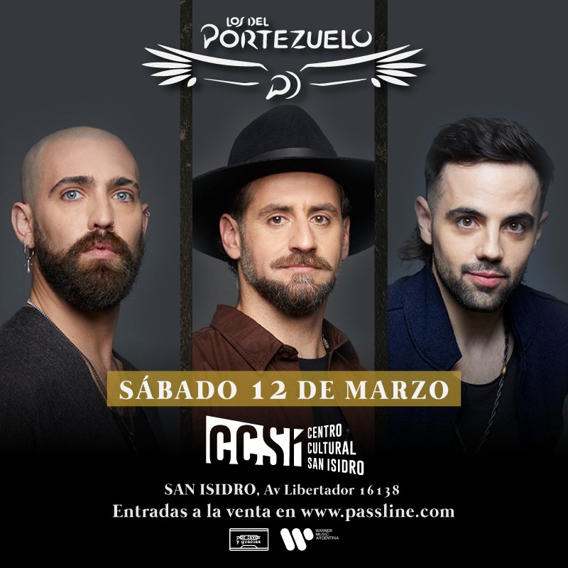 Este sábado 12 de marzo <a href="/ldportezuelo/">Los del Portezuelo</a> arrancan con la gira de presentación de su nuevo álbum KUNTUR 🦅 Será a las 21 horas en el Centro Cultural San Isidro (CCSI): Av. Libertador 16138.

🎟️ Pueden conseguir las entradas en passline.com/eventos/los-de…