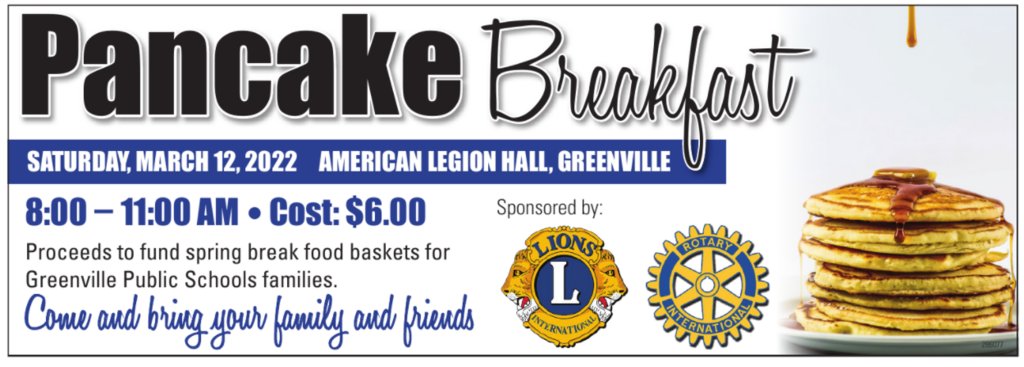 GPSJackets's tweet photo. On Saturday, March 12 between 8-11 am come out for breakfast at the American Legion Hall in Greenville. Proceeds go toward funding spring break food baskets for Greenville Public School Families. https://t.co/vI6yUo6TP6