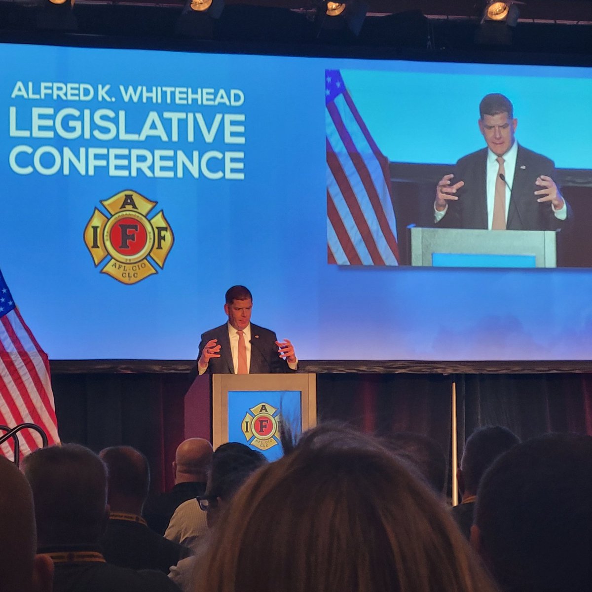 Local1821Pres's tweet photo. Labor Secretary Marty Walsh kicked things off yesterday. #iaff #iafflegcon #pffi #idaho https://t.co/fcJs9Amsfd