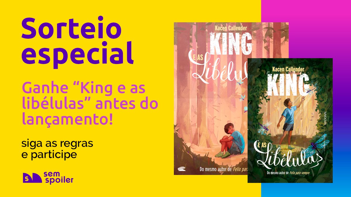 semspoiler_'s tweet photo. 🦋 SORTEIO 🦋

Em parceria com a @EditoraNacional, vamos sortear um exemplar de “King e as libélulas” + pôster, que será entregue antes do lançamento oficial!

Para participar:
🦋 Siga o @semspoiler_ e a @EditoraNacional;
🦋 Dê RT neste tweet.

Resultado: amanhã (09). Boa sorte! https://t.co/nIaQjx9FaM