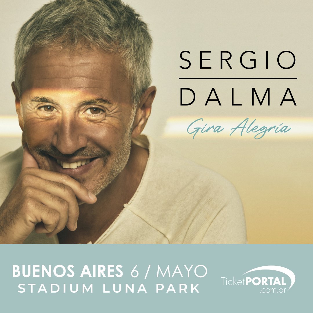 🤩 Este próximo 6 de mayo 📆 no te pierdas a <a href="/SDalmaoficial/">Sergio Dalma</a> en el LUNA PARK, de Buenos Aires‼

ℹEl cantante español celebra sus 30 años de carrera y presenta su nuevo álbum "Alegría" en vivo‼️

Entradas: lunapark.com.ar/concierto-1072…