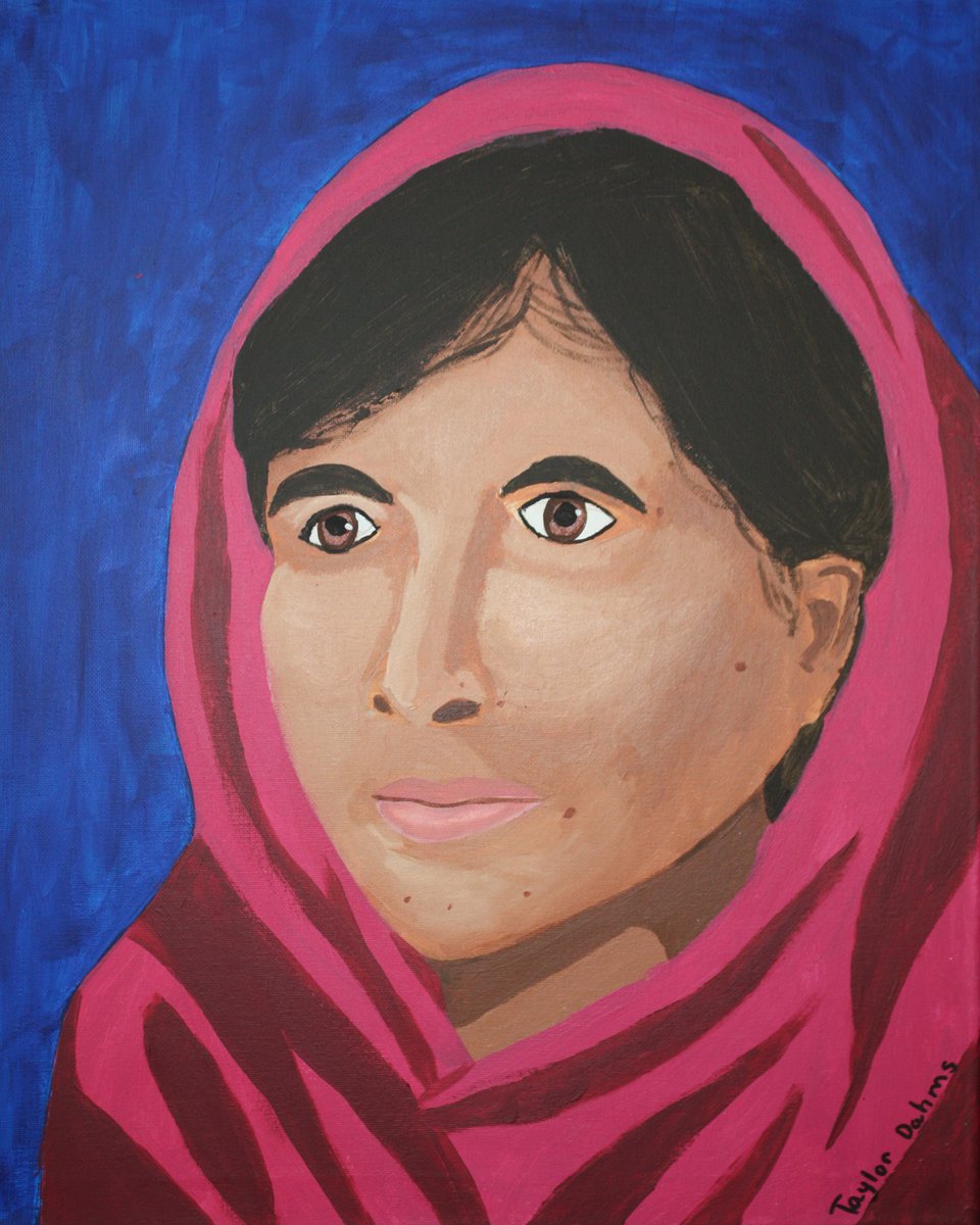 Happy International Women's Day. “To me, the moral of the story was that there will always be hurdles in life, but if you want to achieve a goal, you must continue.” - Malala Yousafzai.  Portrait painted by Taylor D. #internationalwomensday2021 #CouncilRockSD #MalalaYousafzai