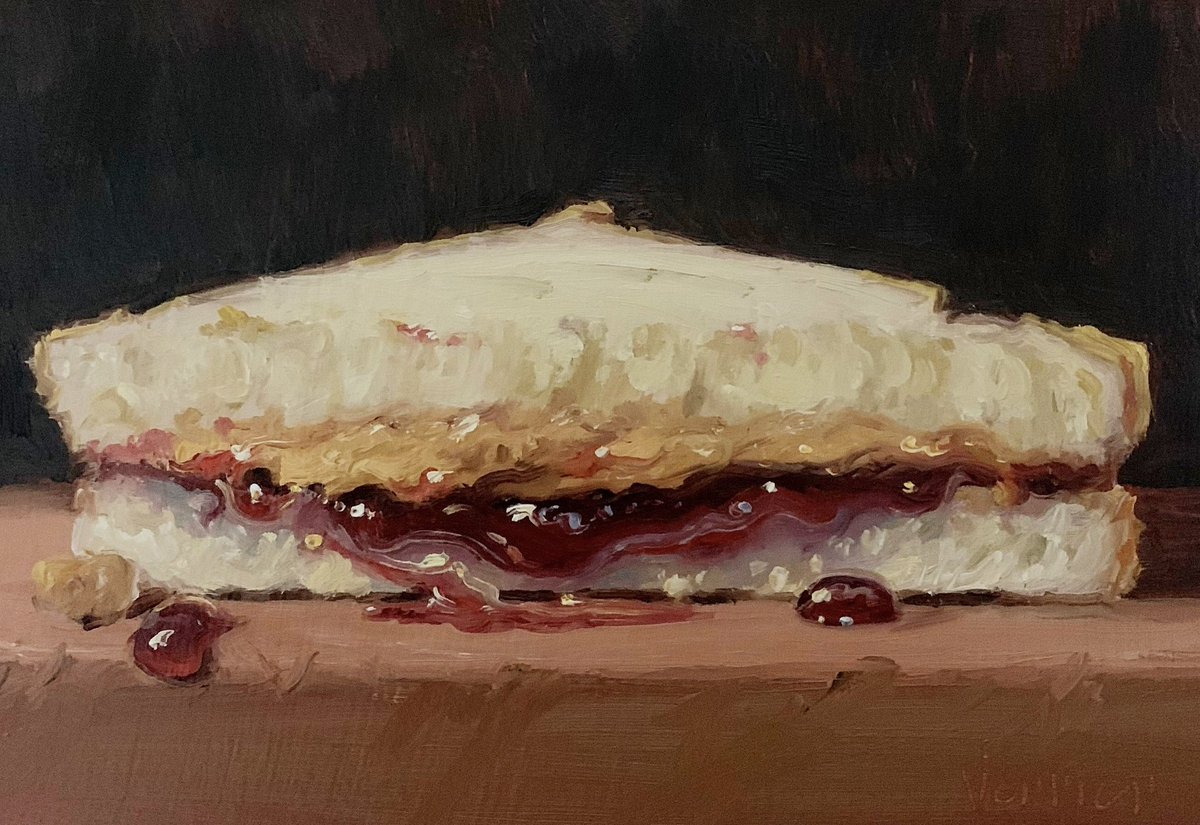 My oil painting of a PB&J