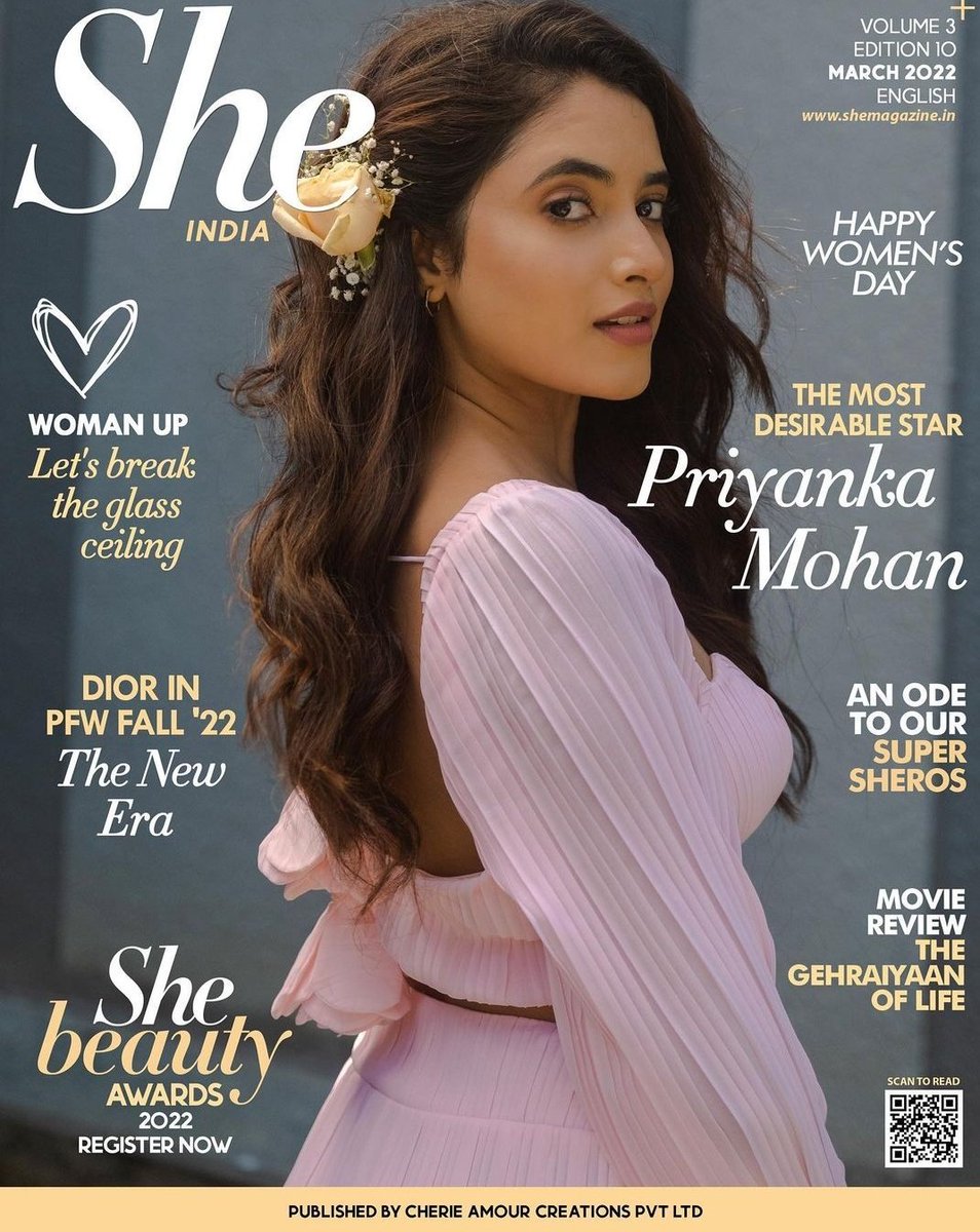 Gorgeous and stylish thalaivi @priyankaamohan in #SheMagazine  cover🤩😍
Feeling very proud❤❤