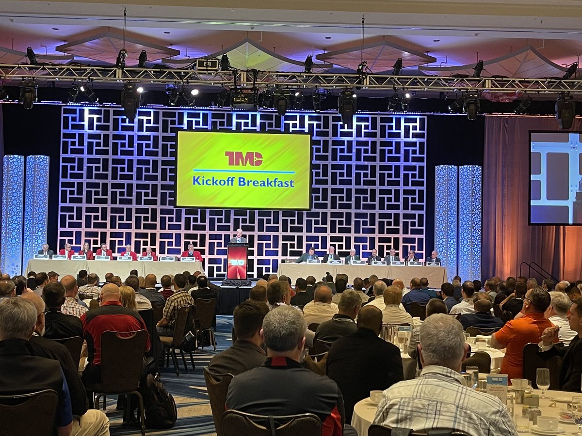 The most important meal of the day! 🍳We started Tuesday with our amazing Kickoff Breakfast Speaker, John O’Leary, president and chief executive officer, Daimler Trucks North America. Thank you to our sponsor <a href="/DaimlerTruckNA/">Daimler Truck NA</a>  #tmcannual22