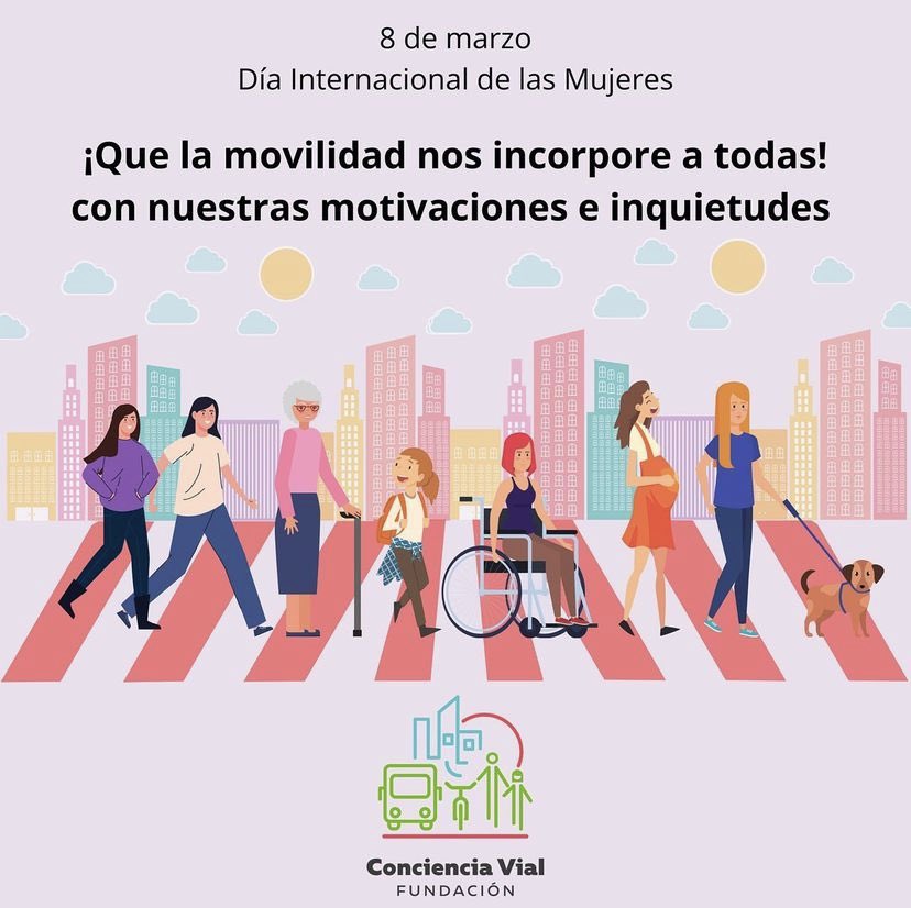 Las políticas de movilidad y transporte deben reconocer e incorporar las diferentes necesidades y motivaciones que mujeres y hombres tenemos al desplazarnos
Por más mujeres en la toma de decisiones para diseñar, planificar y gestionar la movilidad
#8M
#MujeresYMovilidad