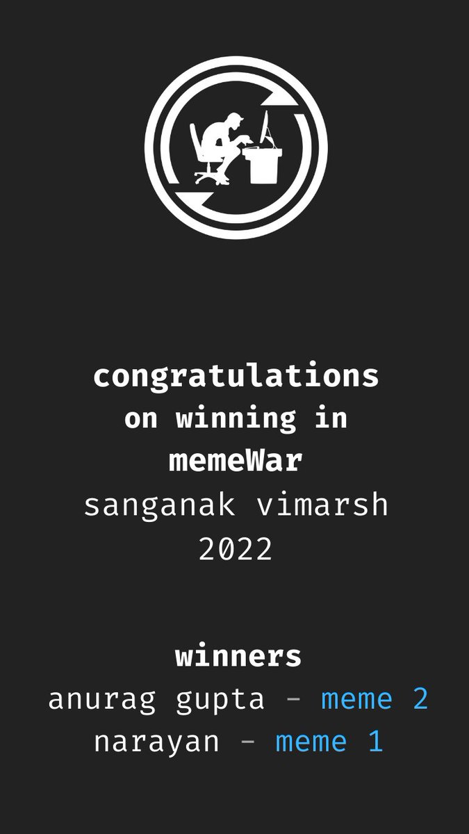 techathonarsd's tweet photo. Congratulations to the winners of #memeWar at Sanganak Vimarsh 2022! https://t.co/LXPvS97QSc