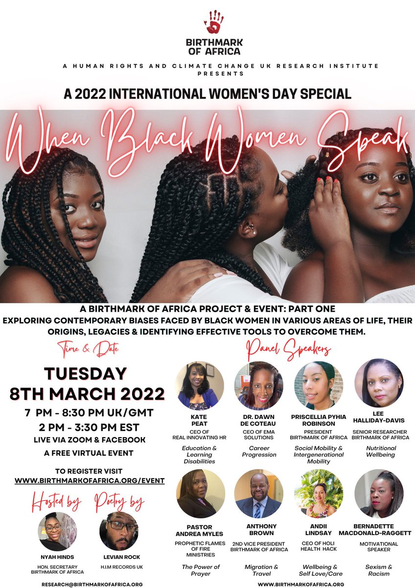 Happy International Women’s Day 🌹 We look forward to seeing all this evening - Register at birthmarkofafrica.org/event #HappyWomensDay #InternationalWomensDay2022 #InternationalWomensDay