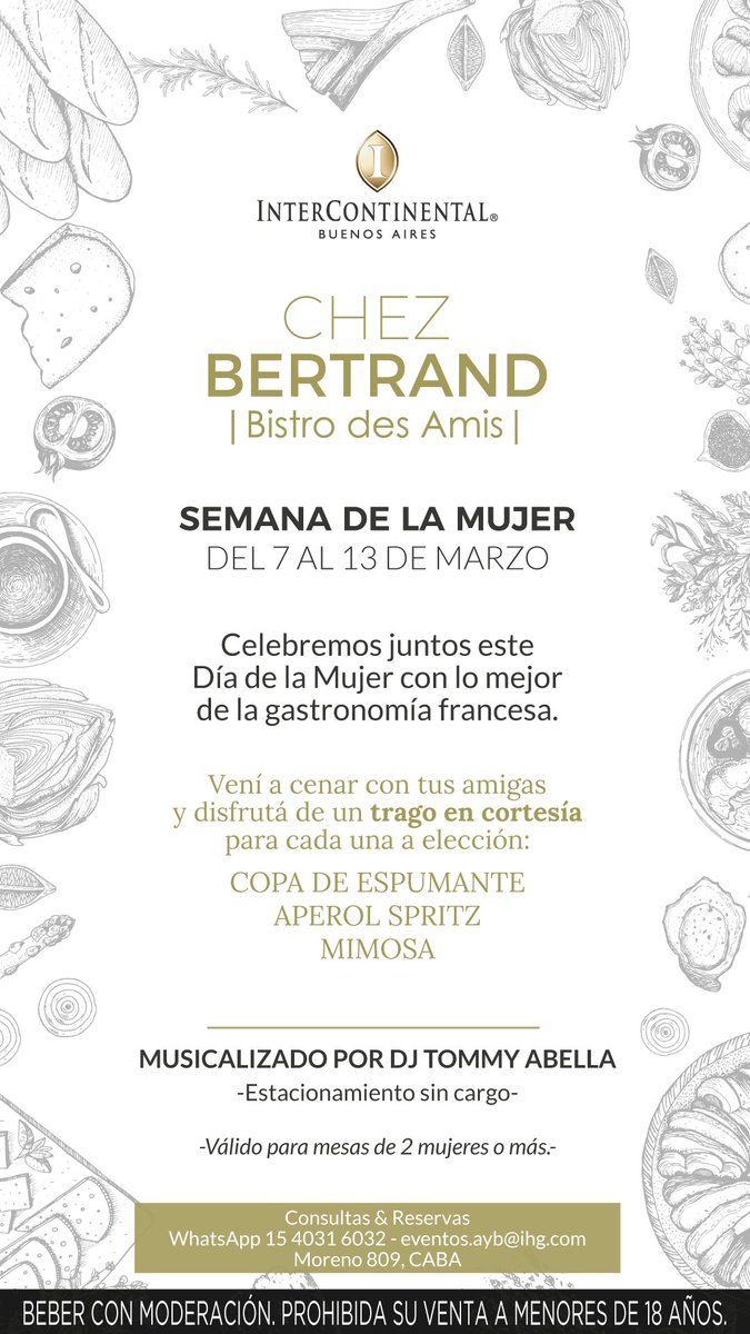 Celebremos juntos este #DíaDeLaMujer 🥂💐🌷
.
Vení a cenar con tus amigas esta SEMANA DE LA MUJER y disfrutá de un trago en cortesía para cada una: Copa de espumante, Aperol Spritz o Mimosa.
.
Consultas &amp; Reservas: 
WSP 11.4031.6032 - eventos.ayb@ihg.com