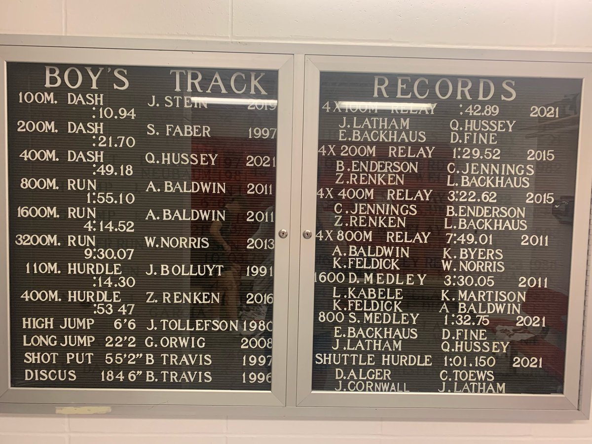 Great moments! 
Not everyone gets to see this since it’s in the locker room. 
Which records will be broken this year?? 
#trackandfield #PR #highschooltrack #runjumpthrow  #breakingrecords