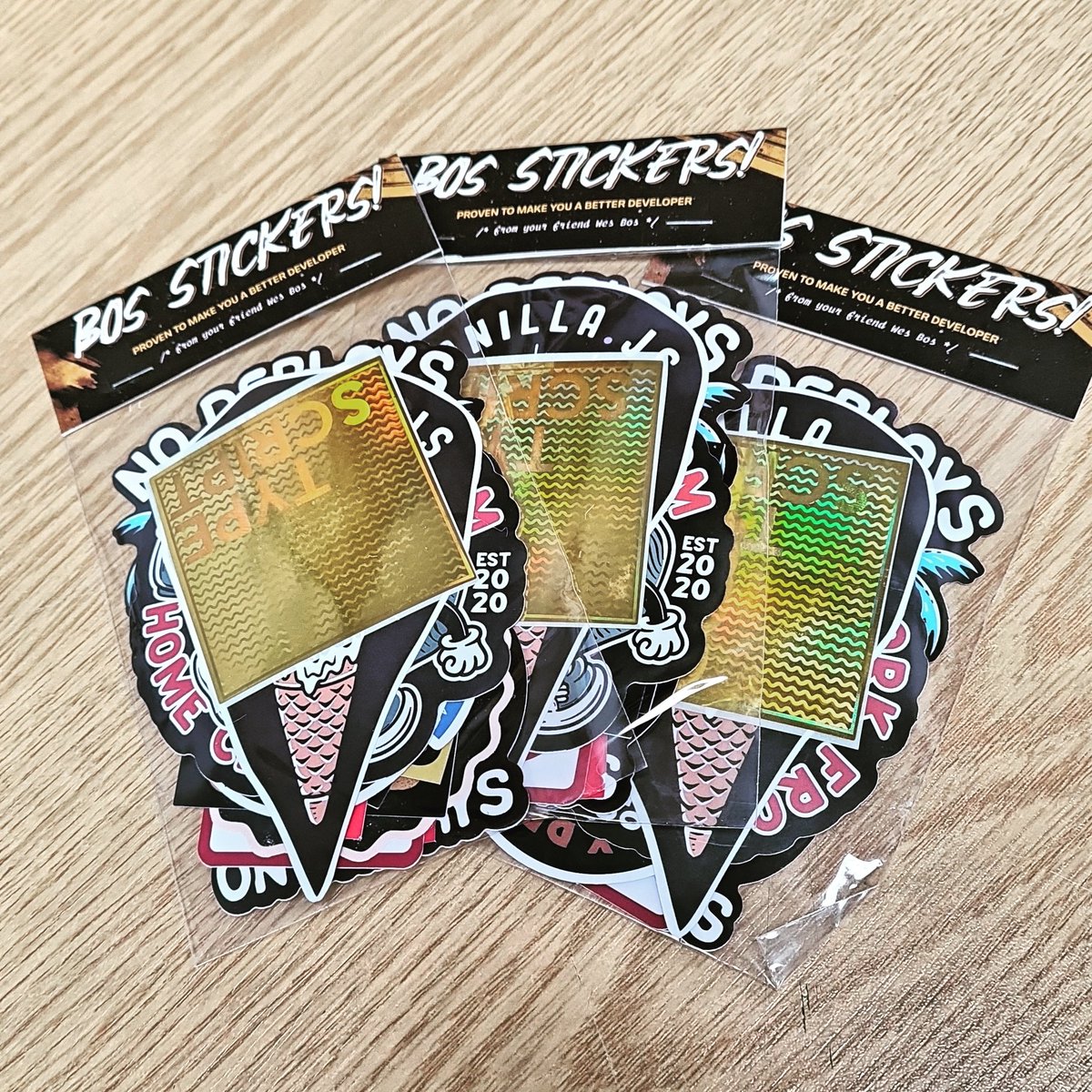 Yaay Stickers came 🤓 <a href="/wesbos/">Wes Bos</a> Looking forward to sticking them EVERYWHERE haha #bosstickers