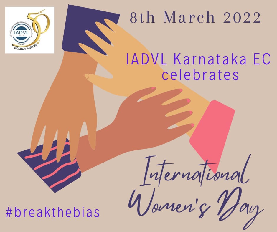 IADVL Karnataka EC pledges to #breakthebias &amp; celebrates International Women's Day on 8th March 2022.