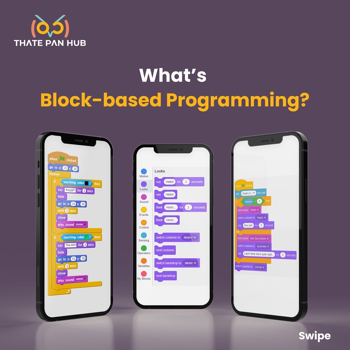 thatepanhub's tweet image. Thate Pan Hub uses block-based programming through @codeorg in our free computer science classes because it’s a visual programming language that children can easily understand. But what exactly is it?
Read below in the images to find out!
#BlockBasedProgramming #ThatePanHub