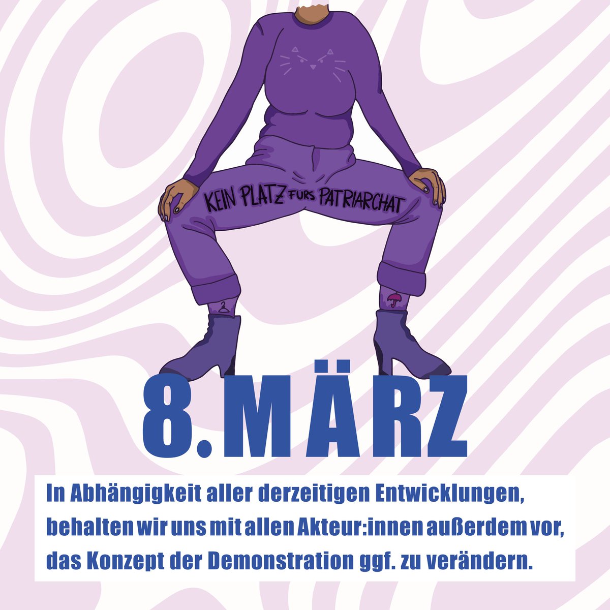 8mrostock's tweet photo. 💜 Jeder Tag ein 8. März, Brecht dem Patriarchat das Herz! 💜
Wir wünschen allen einen kraftvollen internationalen feministischen Kampftag und sehen uns ab 17:30 auf der Straße in #Rostock ✊🏽💜 https://t.co/4KywwGAtGD