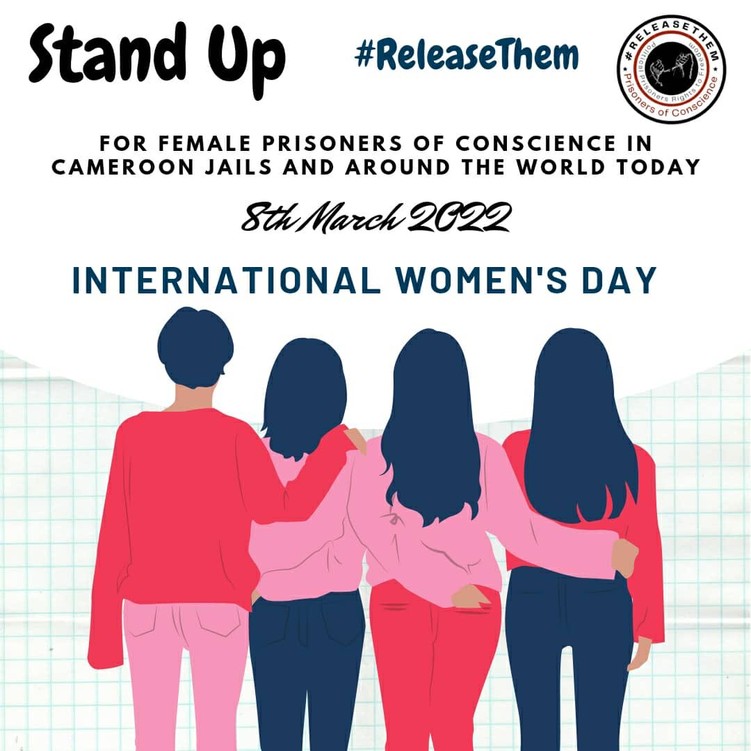 sccopinfo's tweet photo. The #ReleaseThem campaign is appealipng to all Women to stand up &amp; #BreakTheBias, for all women, #PrisonersOfConscience mothers, wives, sisters, Women UNCONDITIONAL release by #Cameroon republic 
#HumanRightsAbuse 
 @NRC_Norway @SiriSkre @swisspeace @hrw @awe_ev @Jerioth18 https://t.co/DPF2PU4dJT