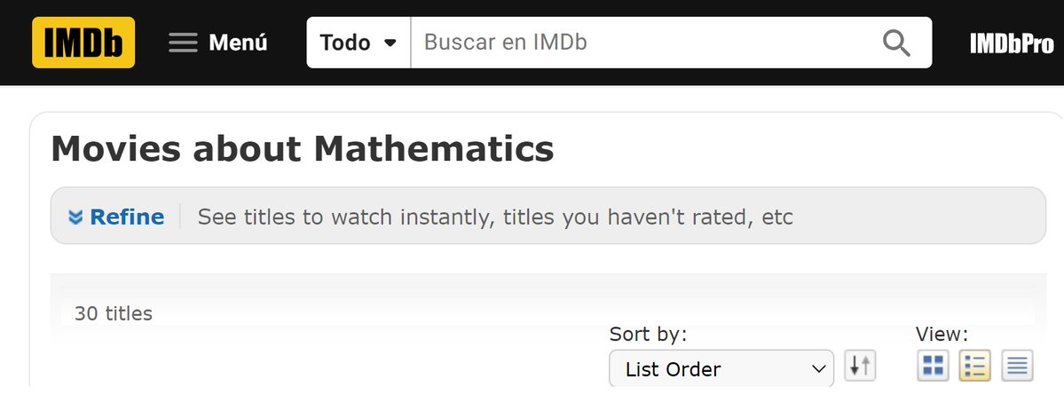 JMSepulcre's tweet photo. Os muestro el enlace a la sección de películas sobre matemáticas que aparecen en la conocida Internet Movie Database (IMDb):
https://t.co/58q7aHekLb

Esta es recomendación de @matescine y es mucho más completa: https://t.co/9UlwWLbQ2V

 #TardeDeCine #CineyMates #Matemáticas #IMDb https://t.co/e7AXttuw8X