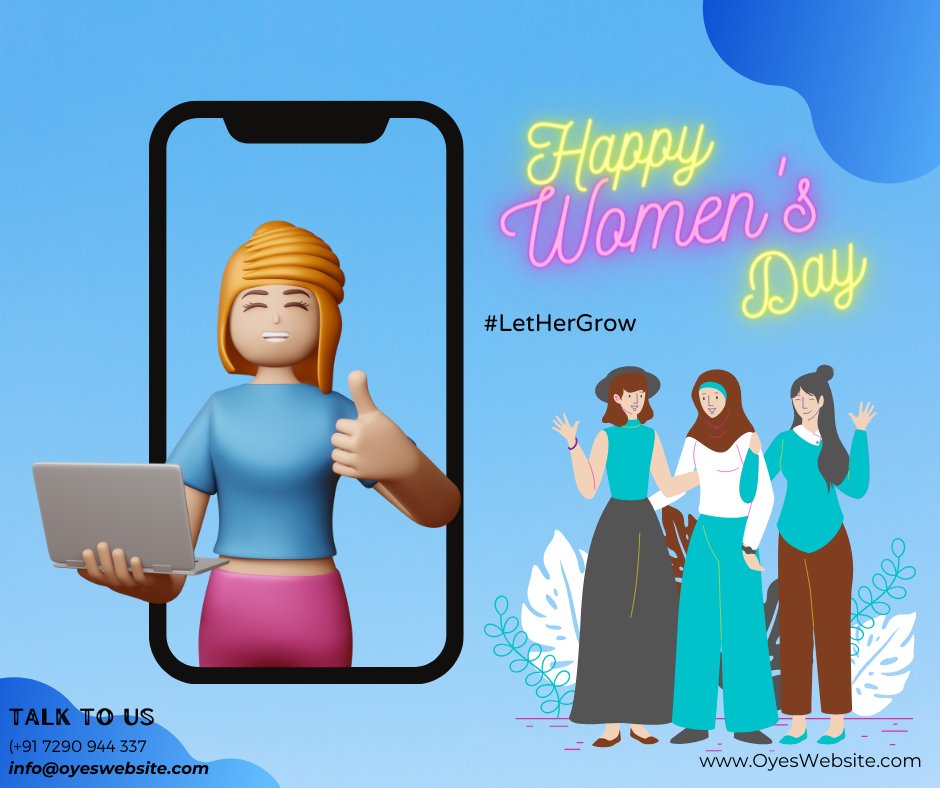 OyesWebsite's tweet photo. Let her support to turn her dreams into reality. Take the first step with #OyesWebsite by launching her business ideas. #LetHerGrow 
She is a Dreamer, she is a believer, she is a doer, she is an achiever, and that she is “You”. #HappyWomensDay https://t.co/twZN9lD200