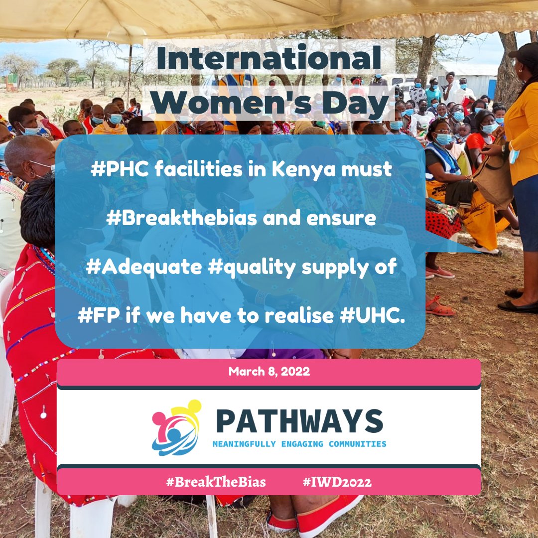 PublicPathways's tweet photo. #PathwaysOOPStudy
We are making our SMART ask to the @MOH_Kenya and @KenyaGovernors. Lets #BreakTheBias on this #InternationalWomensDay and commit to remove all Barriers making women not access #RHSupplies. #PHC is the missing link to achieving #UHC. Let's make it happen! https://t.co/g9IUdUZcvi